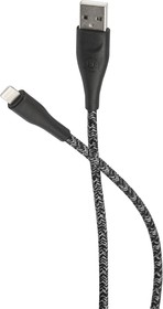 Фото 1/3 Дата-Кабель USAMS-SJ394 USB - Lightning (2 м) нейлоновая оплетка, черный (SJ394USB01)