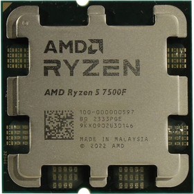 Фото 1/2 CPU AMD Ryzen 5 7500F OEM (100-000000597) {Base 3,70GHz, Turbo 5,00GHz, without graphics, L3 32Mb, TDP 65W, AM5}