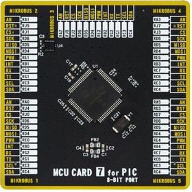MIKROE-4040, Add-On Board, MikroE MCU Card 7, PIC18F PIC18F86J50 MCU, 2 x 168 Pin Mezzanine Connector