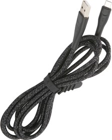 Фото 1/3 Дата-Кабель USAMS-SJ396 USB - micro USB (2 м) нейлоновая оплетка, черный (SJ396USB01)