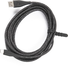 Фото 1/3 Дата-Кабель USAMS-SJ398 USB - Type-C (3 м) нейлоновая оплетка, черный (SJ398USB01)