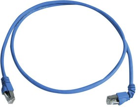 L00000A0197, Cat6a Right Angle Male RJ45 to Male RJ45 Ethernet Cable, S/FTP, Blue LSZH Sheath, 0.5m