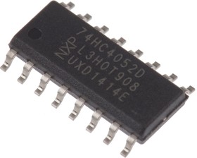 74HC4052D,652, 74HC4052D,652 Multiplexer/Demultiplexer Dual 4:1 5 V, 16-Pin SOIC