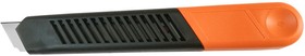 Фото 1/4 Нож канцелярский 18 мм Альфа, с фиксатором, пластик, цвет оранжевый