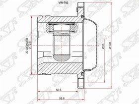 VW-703, Шрус внутренний SKODA FABIA MK2 07-/OCTAVIA 96-10/AUDI TT 98-06/VOLKSWAGEN GOLF 97-12/POLO 95-08