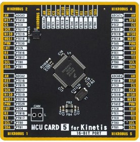MIKROE-3930, Add-On Board, MikroE MCU Card 5, Kinetis MKV42F64VLH16 MCU, 2 x 168 Pin Mezzanine Connector