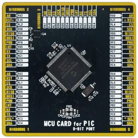 MIKROE-4608, Add-On Board, MikroE MCU Card, PIC18F PIC18F96J94-I/PF MCU, 2 x 168 Pin Mezzanine Connector