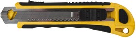 10261, Нож технический 18 мм усиленный прорезиненный, кассета 3 лезвия, автозамена лезвия
