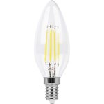 25572, Лампа светодиодная LED 5вт Е14 теплый свеча FILAMENT