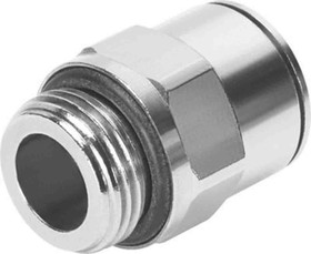 NPQM-D-G38-Q8-P10, Straight Threaded Adaptor, G 3/8 Male to Push In 8 mm, Threaded-to-Tube Connection Style, 558668