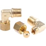 0109 06 13, Brass Pipe Fitting, 90° Compression Elbow, Male R 1/4in to Female 6mm