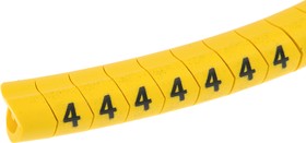 Фото 1/4 901-10309, Helagrip Slide On Cable Markers, Black on Yellow, Pre-printed "4", 4 9mm Cable