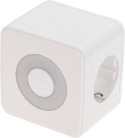 Фото 1/2 11-1251, Двойник электрический Куб 16А с/з + 2хUSB-A 2,4А + USB Type-C 3А с ночной подсветкой, белый