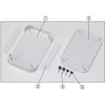 PF10-4-10W, PF Series White ABS Enclosure, IP40, White Lid, 100 x 100 x 35mm