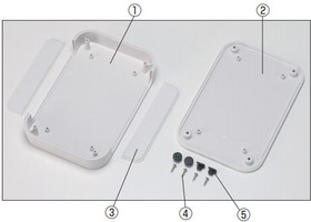 PF10-4-10W, PF Series White ABS Enclosure, IP40, White Lid, 100 x 100 x 35mm