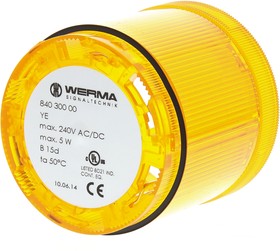 Фото 1/2 840.300.00, 840 Series Yellow Steady Effect Beacon Unit, 12 240 V ac/dc, Filament Bulb, AC, DC, IP54