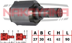 NJ7128NY, ШРУС внутр. к-кт MITSUBISHI GALANT EA3A/EA8A USA 96-03 (27x30x152x41)