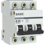 mcb4729-3-20-B, Автоматический выключатель 3P 20А (B) 4,5кА ВА 47-29 Basic