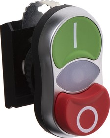 Фото 1/4 L61QK21, Green, Red Illuminated Spring Return Push Button Head, 22mm Cutout, IP66