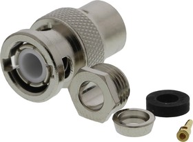 Фото 1/2 J01000A0608, Plug Cable Mount BNC Connector, 50, Clamp Termination, Straight Body