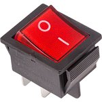 36-2330-1, Выключатель клавишный 250V 16А (4с) ON-OFF красный с подсветкой ...