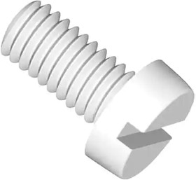 50M025045D016, Screws & Fasteners Cheese Slotted Screw, M2.5 X .45 Thread, 16MM Lg, Natural,Nylon