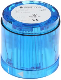 Фото 1/2 843.500.55, 843 Series Blue Steady Effect Beacon Unit, 24 V dc, LED Bulb, AC, DC, IP54