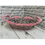 Корзинка цветное двойное плетение жесткий каркас ПС7733