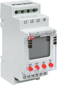 Фото 1/10 Реле контроля фаз с LCD дисплеем RKF-2S (с нейтралью) EKF rkf-2s