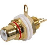 PSG01605, Red Chassis Mount Gold Plated Phono (RCA) Female Jack