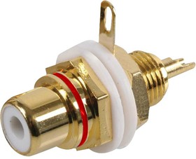 PSG01605, Red Chassis Mount Gold Plated Phono (RCA) Female Jack