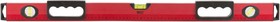 Фото 1/2 18143, Уровень "Бизон", 3 глазка, красный корпус, магнитная полоса, ручки, шкала 800 мм