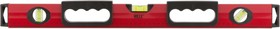 Фото 1/3 18142, Уровень "Бизон", 3 глазка, красный корпус, магнитная полоса, ручки, шкала 600 мм