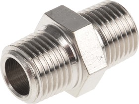 0900 00 10, LF3000 Series Straight Threaded Adaptor, R 1/8 Male to R 1/8 Male, Threaded Connection Style
