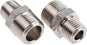 Фото 1/3 0900 13 17, LF3000 Series Straight Threaded Adaptor, R 1/4 Male to R 3/8 Male, Threaded Connection Style