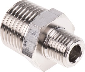 Фото 1/2 0900 13 21, LF3000 Series Straight Threaded Adaptor, R 1/4 Male to R 1/2 Male, Threaded Connection Style