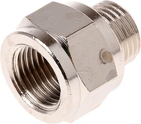 0906 00 10, LF3000 Series Straight Threaded Adaptor, G 1/8 Male to G 1/8 Female, Threaded Connection Style
