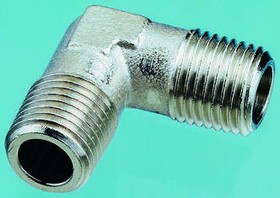 0914 00 17, 0914 Series Elbow Threaded Adaptor, R 3/8 Male to R 3/8 Male, Threaded Connection Style