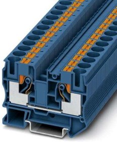 Фото 1/2 3212123, PT 10 Series Blue DIN Rail Terminal Block, 0.5 → 16mm², Push In Termination, ATEX, IECEx