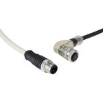 PXPNPN12RAF04AFI020PUR, Right Angle Female 4 way M12 to Straight Male 4 way M12 ...