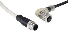 Фото 1/2 PXPNPN12RAF04AFI020PUR, Right Angle Female 4 way M12 to Straight Male 4 way M12 Sensor Actuator Cable, 2m