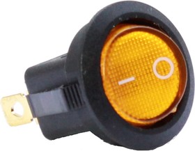 Клавиша 12V 20А круглая желтая с подсветкой (3конт.) ON-OFF (2шт в упаковке) 905478