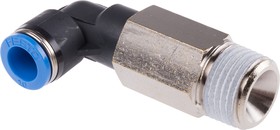 Фото 1/2 QSLL-1/2-10, QS Series Elbow Threaded Adaptor, R 1/2 Male to Push In 10 mm, Threaded-to-Tube Connection Style, 190664