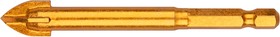 Фото 1/3 35479, Сверло по кафелю, 4 режущие кромки, титановое покрытие, U-хвостовик под биту 12х91 мм