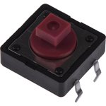 DTS24RV, Red Plunger Tactile Switch, SPST 50 mA @ 12 V dc 3mm