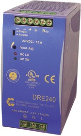 DRE240-12, DRE Switched Mode DIN Rail Power Supply, 230V ac ac Input, 12V dc dc Output, 16A Output, 192W