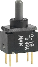 Фото 1/2 G19AP, Toggle Switch, Through Hole Mount, On-Off-(On), SPDT, PC Terminal Terminal, 28V ac/dc