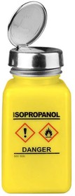 35249, Liquid Dispensers & Bottles ONE-TOUCH, HDPE DURASTATIC YELLOW BOTTLE, GHS LABEL, ISOPROPANOL PRINTED, 6 OZ