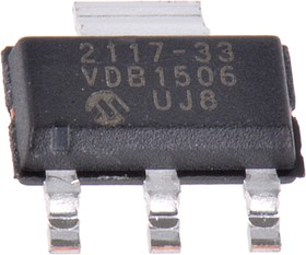 Фото 1/5 TC2117-3.3VDBTR, TC2117-3.3VDBTR, 1 Low Dropout Voltage, Voltage Regulator 800mA, 3.3 V 3+Tab-Pin, SOT-223