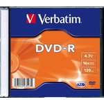 Носители информации DVD-R, 16x, Verbatim Azo, Slim/20 20шт в уп(43547)